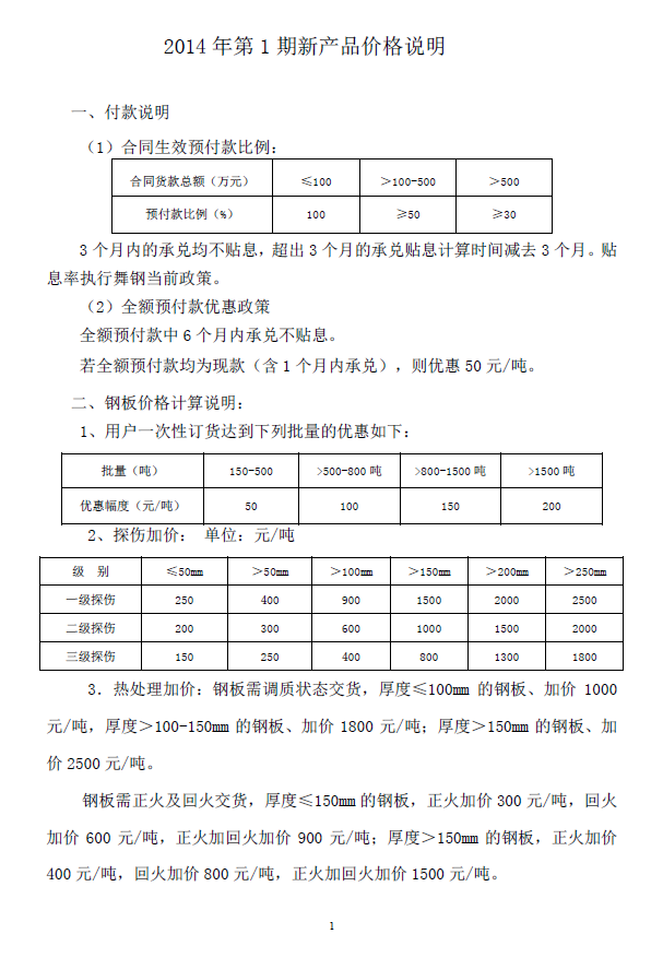 新产品转销售部品种价格本